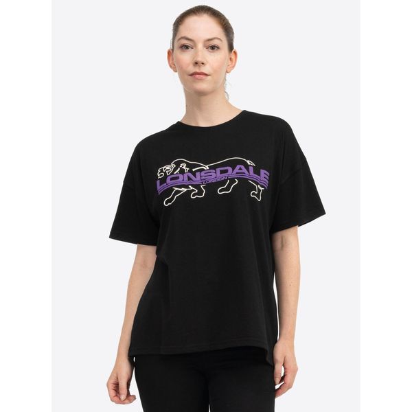 Damska koszulka z nadrukiem Lonsdale Cullaloe. Czarne koszulki sportowe Lonsdale, bez wzorów, bez ramiączek. W wyprzedaży za 145.05 zł.