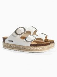 BACKSUN Klapki "Gwana" w kolorze białym rozmiar: 36. Białe klapki Backsun, bez wzorów, z otwartym noskiem, bez obcasa, na platformie. Za 195.99 zł.