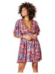 Aller Simplement Sukienka w kolorze różowo-niebieskim rozmiar: 34/36. Niebieskie sukienki Aller Simplement, bez wzorów, bez kołnierzyka, bez ramiączek, mini. Za 56.99 zł.