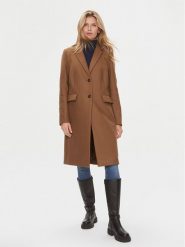 Tommy Hilfiger Płaszcz wełniany WW0WW39753 Brązowy Regular Fit. Brązowe płaszcze TOMMY HILFIGER, bez wzorów, z wełny, bez kaptura. Za 1,208.90 zł.