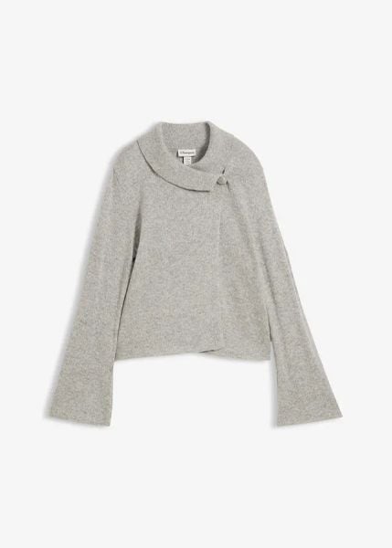 Kardigan z mieszanki bawełny. Szare kardigany bonprix, bez wzorów, z bawełny. Za 114.99 zł.