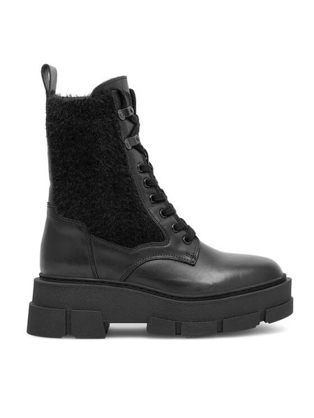 Badura Trzewiki AGUEDA-2605 Czarny. Czarne botki Badura, bez wzorów, z materiału, bez obcasa, na płaskiej podeszwie, bez zapięcia. Za 449.99 zł.