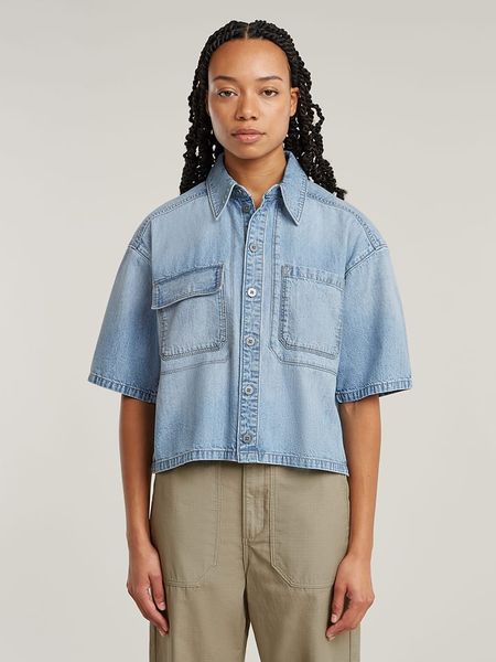 G-Star Koszula dżinsowa w kolorze błękitnym rozmiar: XS. Niebieskie koszule G-Star, xs, bez wzorów, z bawełny, retro, bez kołnierzyka, bez ramiączek. Za 165.99 zł.