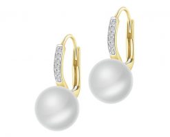 Kolczyki z żółtego złota z brylantami i perłami - próba 585. Żółte kolczyki Apart, z brylantem, złote. W wyprzedaży za 2,653.00 zł.