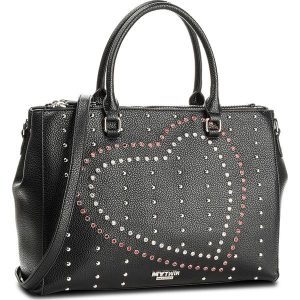 Torebka MY TWIN - Tote RS8TFN Ric Cuor 02395. Czarne torebki klasyczne My Twin, bez wzorów, ze skóry ekologicznej, bez dodatków. W wyprzedaży za 499.00 zł.