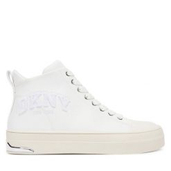 Trampki DKNY. Białe trampki DKNY, bez wzorów, bez zapięcia. Za 479.99 zł.