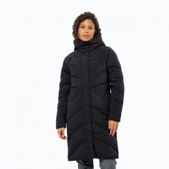 Płaszcz puchowy damski Jack Wolfskin Marienplatz Coat. Czarne płaszcze Jack Wolfskin, l, bez wzorów, z elastanu, bez kaptura. Za 1,549.00 zł.