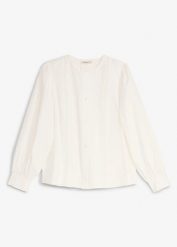Bluzka z popeliny o przyjemnej w dotyku fakturze. Białe bluzki bonprix, bez wzorów, eleganckie, bez kołnierzyka, bez ramiączek. Za 89.99 zł.