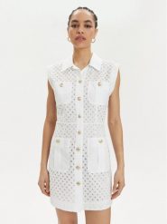 Marella Sukienka koszulowa Nazione 2413221144 Biały Regular Fit. Białe sukienki Marella, bez wzorów, z bawełny, bez kołnierzyka, bez ramiączek, koszulowe. Za 639.99 zł.