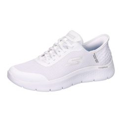 Buty do chodzenia damskie Skechers Wht Go Walk. Białe obuwie sportowe Skechers, z materiału, bez zapięcia, trekkingowe. Za 332.60 zł.