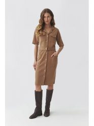 TATUUM Sukienka w kolorze jasnobrązowym rozmiar: XL. Brązowe sukienki Tatuum, xl, bez wzorów, z tkaniny, bez kołnierzyka, bez ramiączek, midi. Za 219.08 zł.