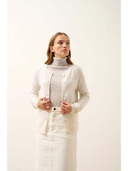 Just Cashmere Kaszmirowy kardigan "Laura" w kolorze białym rozmiar: S. Białe kardigany Just Cashmere, s, bez wzorów, z kaszmiru. Za 391.99 zł.