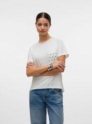 Vero Moda Koszulka w kolorze białym rozmiar: M. Białe bluzki Vero Moda, m, bez wzorów, z bawełny, bez kołnierzyka, bez ramiączek. Za 26.38 zł.