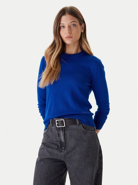 Calvin Klein Sweter LV044D370G Niebieski Regular Fit. Niebieskie swetry Calvin Klein, m, bez wzorów, z syntetyku, bez ramiączek. Za 299.99 zł.