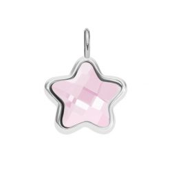 Zawieszka Mini Icons gwiazdka z mlecznoróżowym kryształem, posrebrzana. Białe bransoletki Lilou, posrebrzane. Za 99.00 zł.