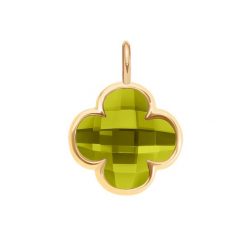 Zawieszka Mini Icons koniczyna z oliwkowym kryształem, pozłacana. Zielone bransoletki Lilou, pozłacane. Za 99.00 zł.