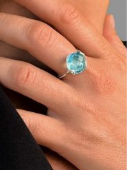 OR Carats Złoty pierścionek z kamieniem szlachetnym rozmiar: 60. Niebieskie pierścionki OR Carats, z topazem, złote. Za 869.99 zł.