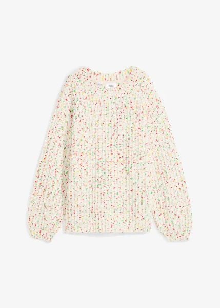 Gruby sweter oversize. Białe swetry bonprix, bez wzorów, bez ramiączek. Za 134.99 zł.
