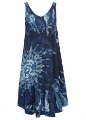 Sukienka z dżerseju bawełnianego. Niebieskie sukienki bonprix, bez wzorów, z bawełny, boho, bez kołnierzyka, bez ramiączek. Za 139.99 zł.