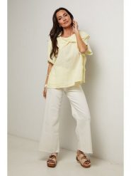 Le Monde du Lin Lniana bluzka w kolorze jasnożółtym rozmiar: 34/36. Żółte bluzki Le Monde du Lin, bez wzorów, ze lnu, bez kołnierzyka, bez ramiączek. Za 121.99 zł.