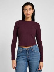 Lee Koszulka w kolorze czerwonym rozmiar: S. Czerwone bluzki Lee, s, bez wzorów, prążkowane, bez kołnierzyka, bez ramiączek. Za 78.47 zł.