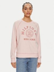 Tommy Hilfiger Bluza Varsity WW0WW41239 Różowy Regular Fit. Czerwone bluzy TOMMY HILFIGER, s, bez wzorów, z bawełny, bez kaptura. Za 319.99 zł.