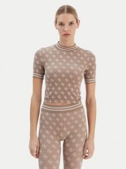 Guess T-Shirt V5BP07 K2000 Brązowy Slim Fit. Brązowe t-shirty Guess, l, z aplikacjami, z syntetyku, bez kołnierzyka, bez ramiączek. Za 149.99 zł.