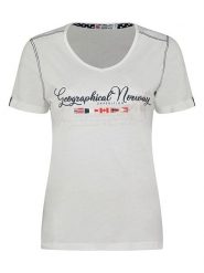 Geographical Norway Koszulka "Jeanne" w kolorze białym rozmiar: XXL. Białe bluzki Geographical Norway, xxl, bez wzorów, z bawełny, bez kołnierzyka, bez ramiączek. Za 41.79 zł.