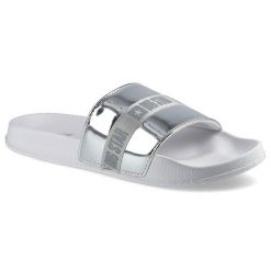 Srebrne Klapki Big Star Modne Damskie Buty Na Lato. Szare klapki Big Star, z aplikacjami, z materiału, bez obcasa. Za 53.00 zł.