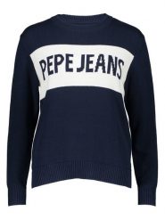 Pepe Jeans Sweter "Intarsia II" w kolorze granatowo-białym rozmiar: M. Białe swetry Pepe Jeans, m, bez wzorów, z jeansu, bez ramiączek. Za 240.99 zł.