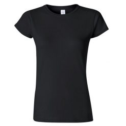 Koszulka Damska Krótki Rękaw Soft Style. Czarne bluzki GILDAN, l, bez wzorów, sportowe, bez kołnierzyka, bez ramiączek. Za 29.99 zł.