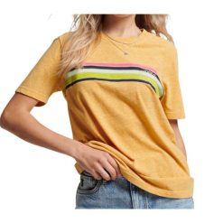 Koszulka turystyczna damska Superdry Vinage Great Outdoors t-shirt. Żółte koszulki sportowe Superdry, bez wzorów, z bawełny, bez ramiączek. W wyprzedaży za 91.00 zł.