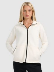 4F Bluza dresowa rozpinana z kapturem damska - biała M. Białe bluzy 4f, m, bez wzorów, z dresówki, z kapturem. Za 249.99 zł.