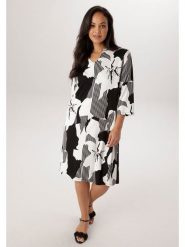 Aniston Sukienka w kolorze czarno-białym rozmiar: 50. Czarne sukienki Aniston, na co dzień, bez wzorów, bez kołnierzyka, bez ramiączek, midi, proste. Za 252.99 zł.