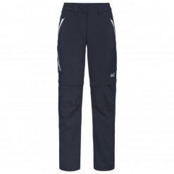 Damskie wodoodporne spodnie zapinane na zamek Jack Wolfskin Overland Away. Szare spodnie sportowe Jack Wolfskin, l, bez wzorów, trekkingowe. W wyprzedaży za 417.35 zł.