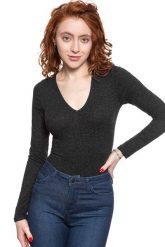 DAMSKI SWETER LEE V-NECK BODY BLACK L41QWD01 112109140. Czarne swetry Lee, l, bez wzorów, bez ramiączek. Za 139.99 zł.