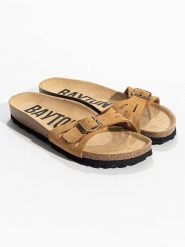 BACKSUN Skórzane klapki "Athena" w kolorze jasnobrązowym rozmiar: 40. Brązowe klapki Backsun, bez wzorów, ze skóry, z otwartym noskiem, bez obcasa. Za 139.95 zł.