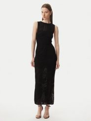 Guess Sukienka dzianinowa W6GKAX Z0981 Czarny Slim Fit. Czarne sukienki Guess, xs, z aplikacjami, z dzianiny, bez kołnierzyka, bez ramiączek. Za 794.99 zł.