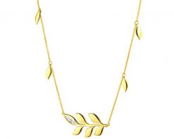 Naszyjnik z żółtego złota z diamentem - liście - 0,004 ct - próba 375. Żółte naszyjniki Apart, z diamentem, złote. W wyprzedaży za 1,091.30 zł.