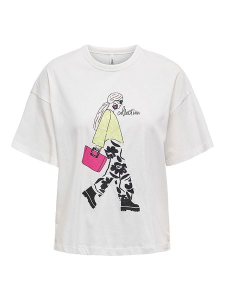 ONLY Koszulka "Tenna" w kolorze białym rozmiar: M. Białe bluzki Only, m, bez wzorów, z bawełny, bez kołnierzyka, bez ramiączek. Za 69.75 zł.