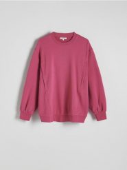 Bawełniana bluza - różowy. Czerwone bluzy Reserved, l, bez wzorów, z bawełny, bez kaptura. W wyprzedaży za 119.99 zł.