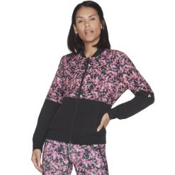 Bluza dresowa sportowa damska Skechers Fantasy Fields Reversible Bomber Jacket. Czerwone bluzy Skechers, m, bez wzorów, z dresówki, bez kaptura. Za 199.99 zł.