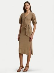 LAUREN RALPH LAUREN Sukienka codzienna 250964070002 Beżowy Slim Fit. Brązowe sukienki Lauren Ralph Lauren, na co dzień, xl, bez wzorów, z bawełny, bez kołnierzyka, bez ramiączek, proste. Za 599.99 zł.