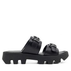 Klapki Lasocki. Czarne klapki Lasocki, bez wzorów, bez obcasa. Za 159.99 zł.
