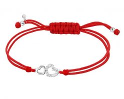 Bransoletka z elementami srebra i cyrkoniami - serca. Bransoletki Apart, z cyrkonią, srebrne. Za 154.00 zł.