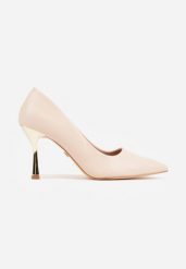 Beżowe Szpilki VICES z Wkładką ze Skóry Naturalnej i Metalicznym Akcentem Oshiera. Brązowe szpilki Born2be, z aplikacjami, z jeansu, eleganckie, bez obcasa, na szpilce, bez zapięcia. Za 99.99 zł.