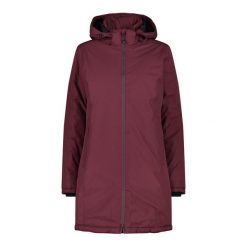 Parka dla kobiet CMP. Czerwone parki CMP, z materiału, z kapturem. Za 466.55 zł.