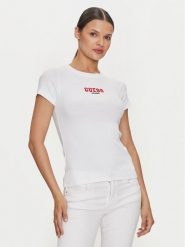 Guess Jeans T-Shirt W4YI64 KA0H1 Biały Slim Fit. Białe t-shirty Guess Jeans, m, z aplikacjami, z bawełny, bez kołnierzyka, bez ramiączek. Za 109.99 zł.