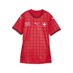 Damska koszulka domowa kobiecej reprezentacji Szwajcarii Team 2025 PUMA. Czerwone bluzki Puma, xs, bez wzorów, sportowe, bez kołnierzyka, bez ramiączek. Za 419.00 zł.