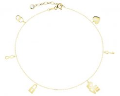 Złota bransoletka z cyrkonią - nieskończoność, kłódka, love, kluczyk, serce. Żółte bransoletki Apart, z cyrkonią, złote. Za 1,229.00 zł.